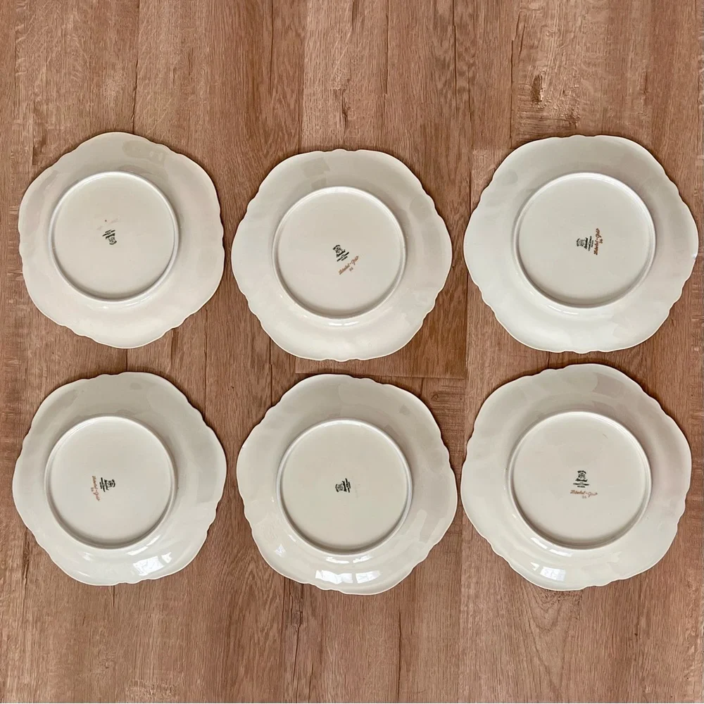 6‎ PCs Rosenthal Kronach Germany Viktoria Lombul Gold 34 Dinner Plates 10” Vtg
